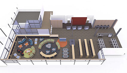 Rendering of the improvements planned for the Northeast Branch (located in the SE corner of the building).