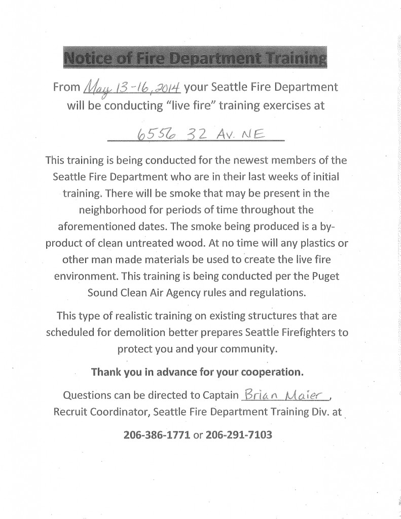 Seattle Fire to conduct “live fire” training at old CHSW site on May 13